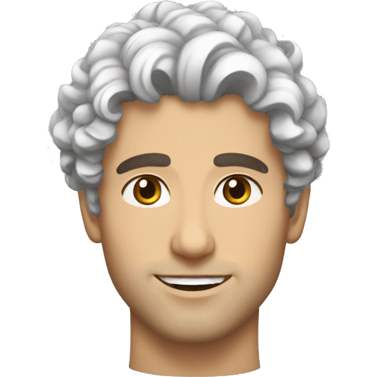 Iranian white handsome man with curly hair, small lips, dark eyes, putting off shoulders emoji