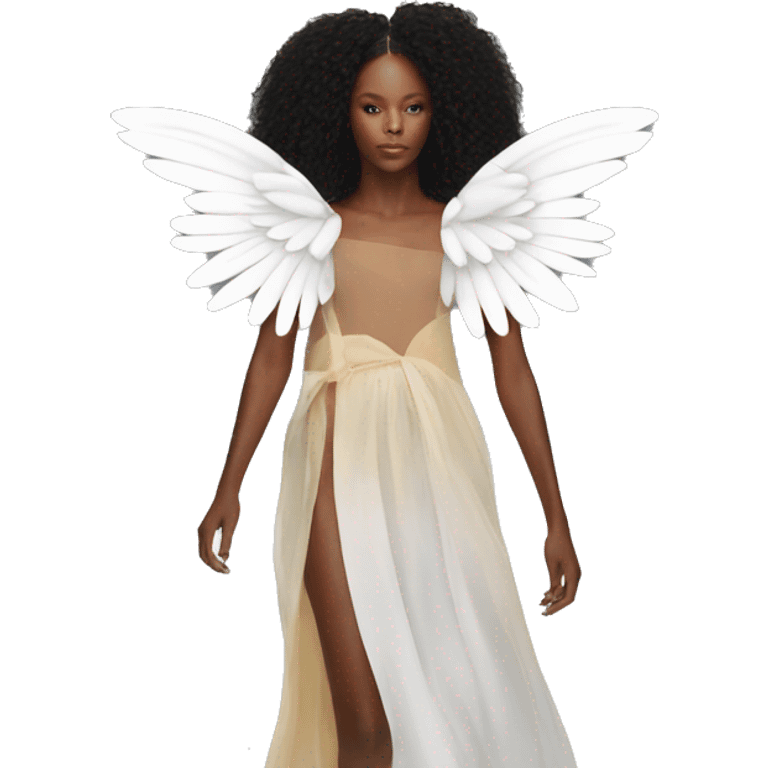 model on runway wearing wings emoji