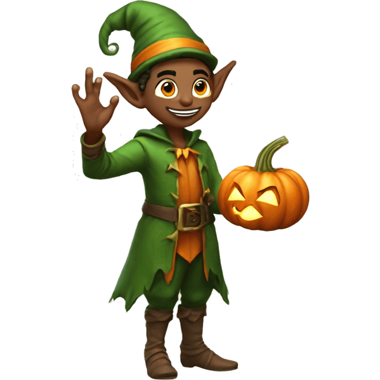 pumkin elf male casting a spell emoji