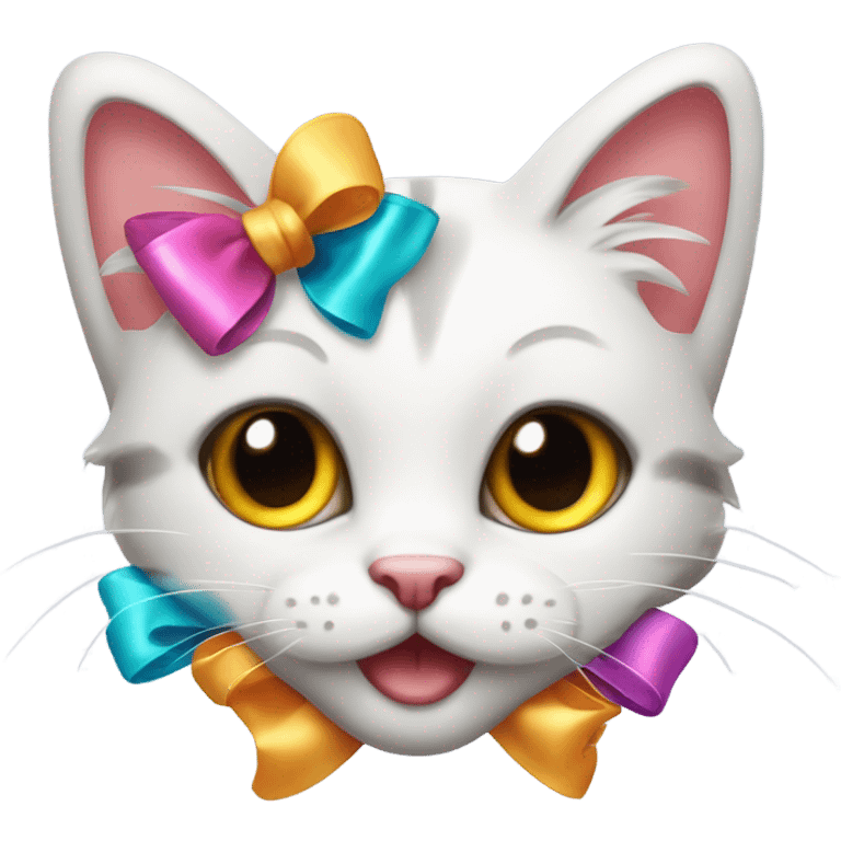 coquette cute cat with bows emoji