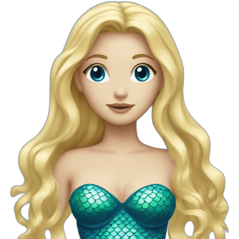 Mermaid with long blonde hair and blue eyes emoji