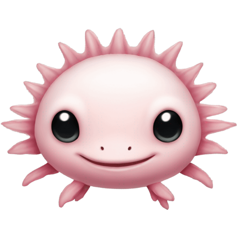 Axolotl with long body and tail fluffy gills emoji