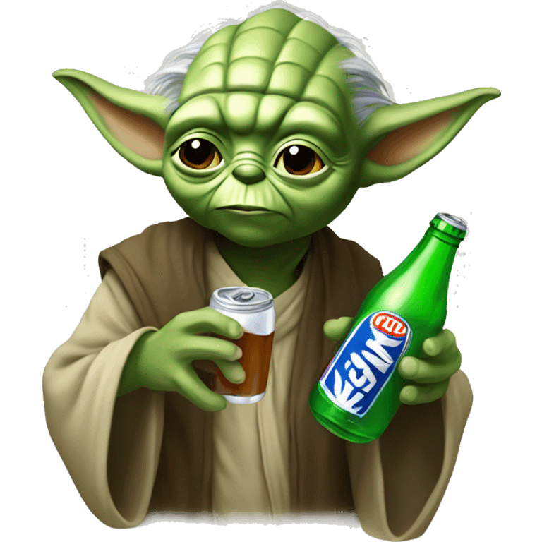 Yoda drinking soda bottle emoji