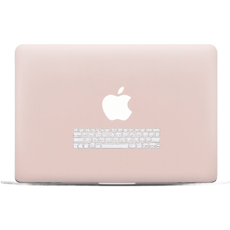 A sleek and modern MacBook Air laptop in a soft pastel pink color. The Apple logo on the back of the screen is white, contrasting elegantly with the pink finish. The laptop is slightly open, showing a glimpse of the white keyboard and silver edges. The design is minimalist and stylish, reflecting a premium aesthetic. emoji