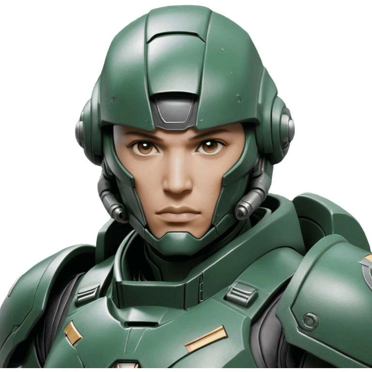 Cinematic Realistic StarCraft Terran Marine Portrait, head tilted epicly and inquisitively, showcasing a commanding presence and battle-hardened spirit. His steely gaze, set against intricately engineered tactical armor in dark green and grey, is rendered with lifelike clarity and dramatic lighting, high shine, epic and awe-inspiring, embodying the futuristic valor of a Terran warrior. emoji