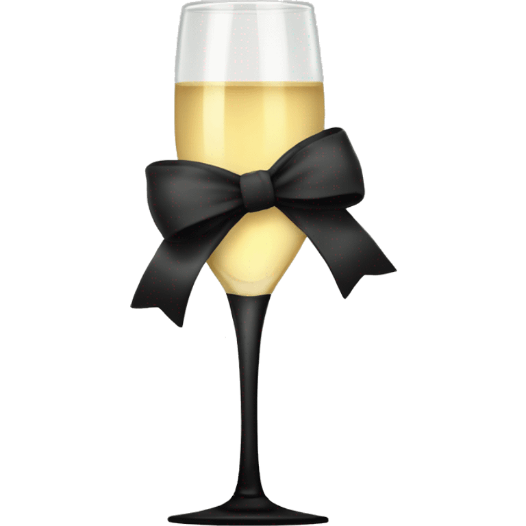 A champagne glass with black bow on stem emoji