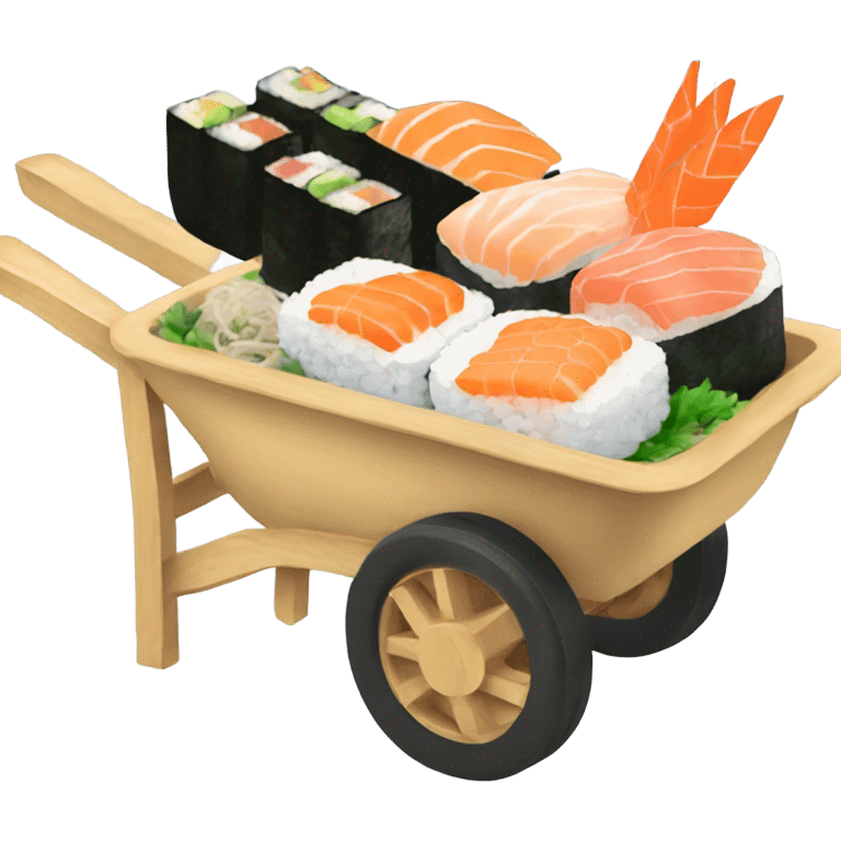 A wheelbarrow full of sushi emoji