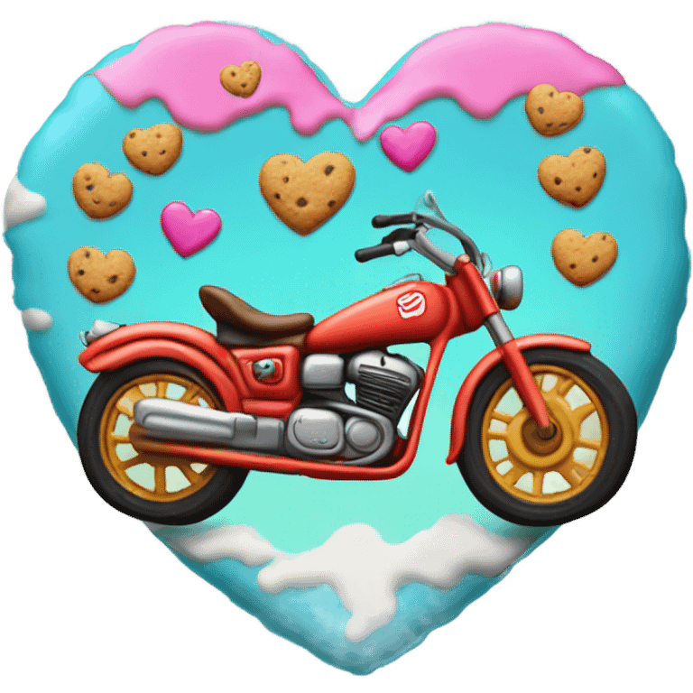 cookie heart with motorcycle  emoji