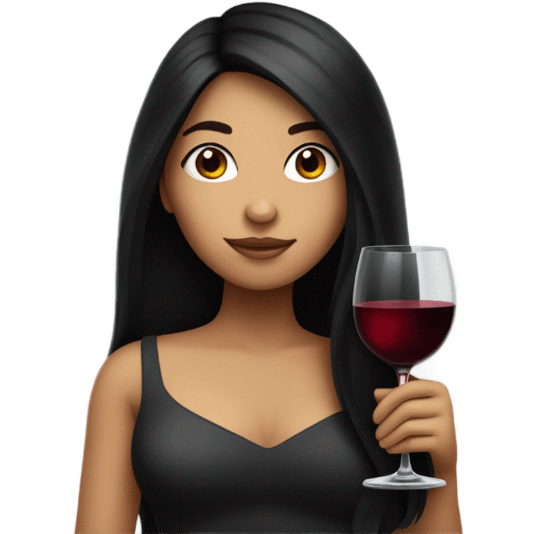 girl with black hair drinking wine emoji