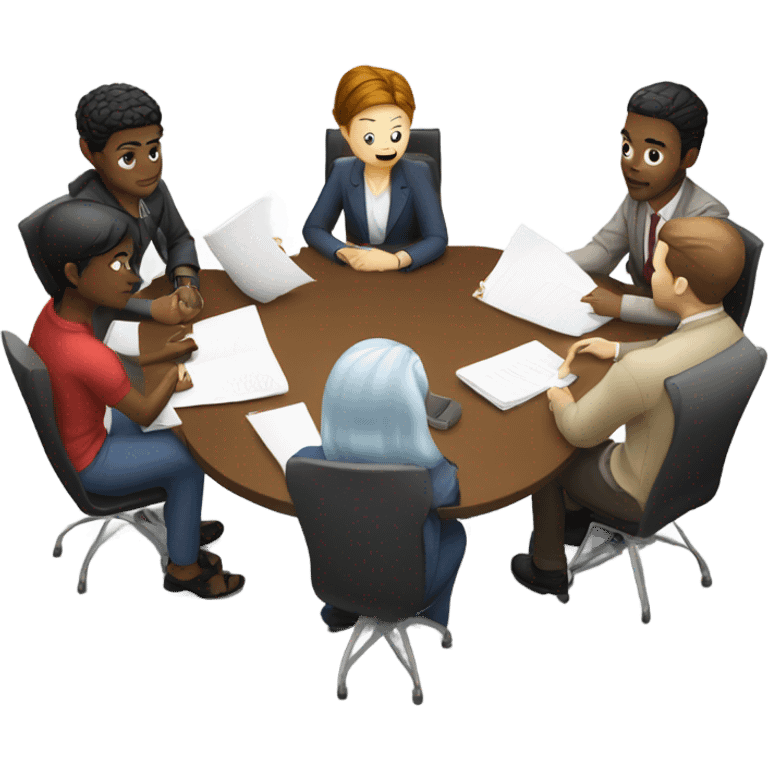 a group meeting at a table emoji