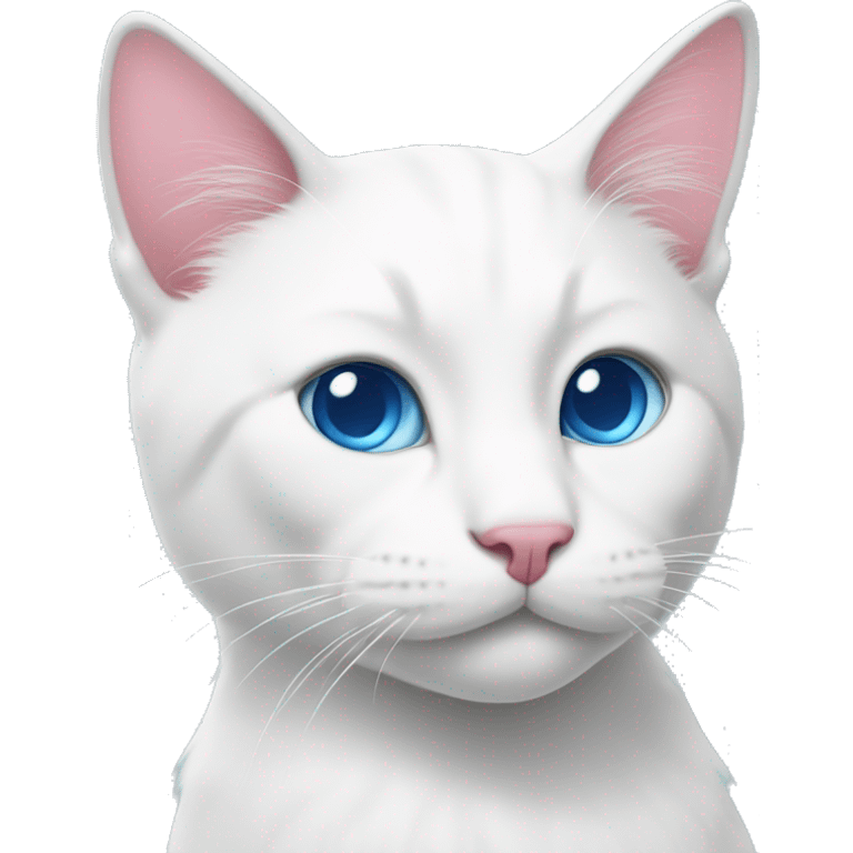 white cat with pink nose and blue eyes emoji