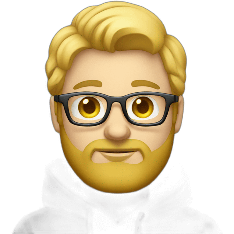 developer- beard-blond-with glasses-using-white-hoodie-at-computer-iridescent-light emoji