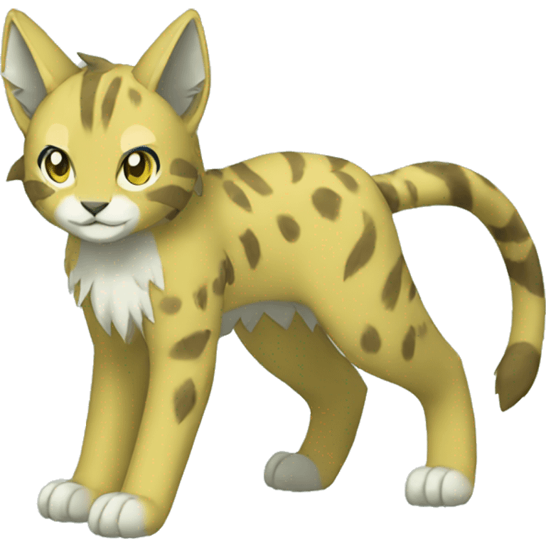 Grass-type Lynx-Fakemon full body emoji