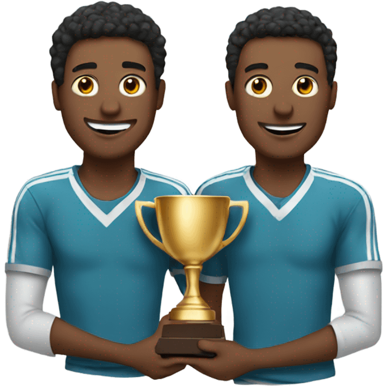 Two men holding trophy  emoji