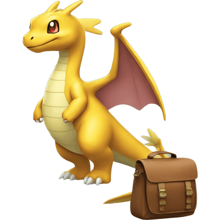 Pokemon #149 Dragonite with messenger bag  emoji