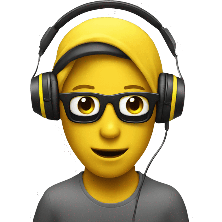 A yellow-skinned emoji listening to music through headphones emoji