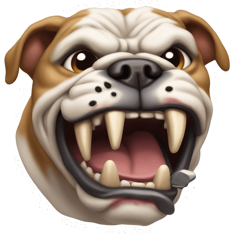 mean, snarling bulldog on the attack emoji