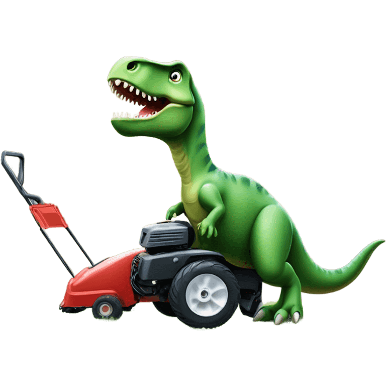 Dinosaur mowing the lawn emoji