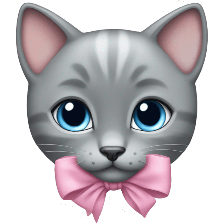 blue eyes grey kitten pink bow emoji