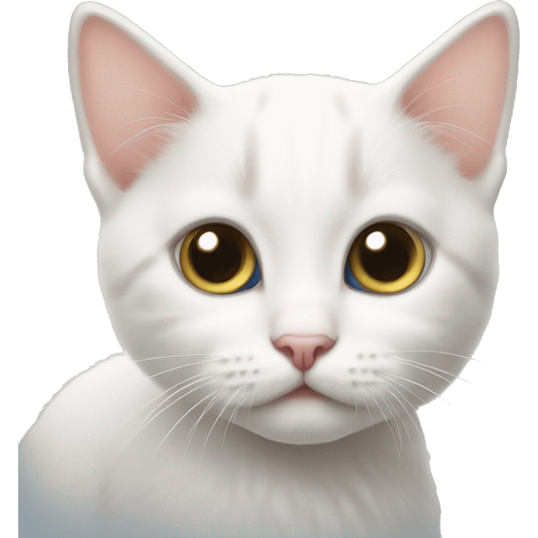 White kitten with big eyes  emoji