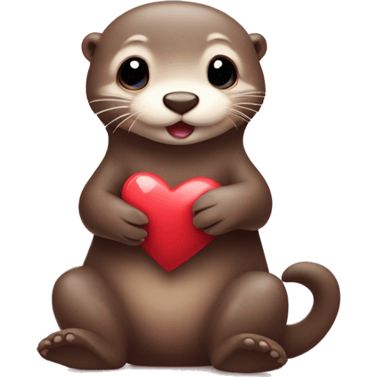 Cute otter in love with hearts emoji