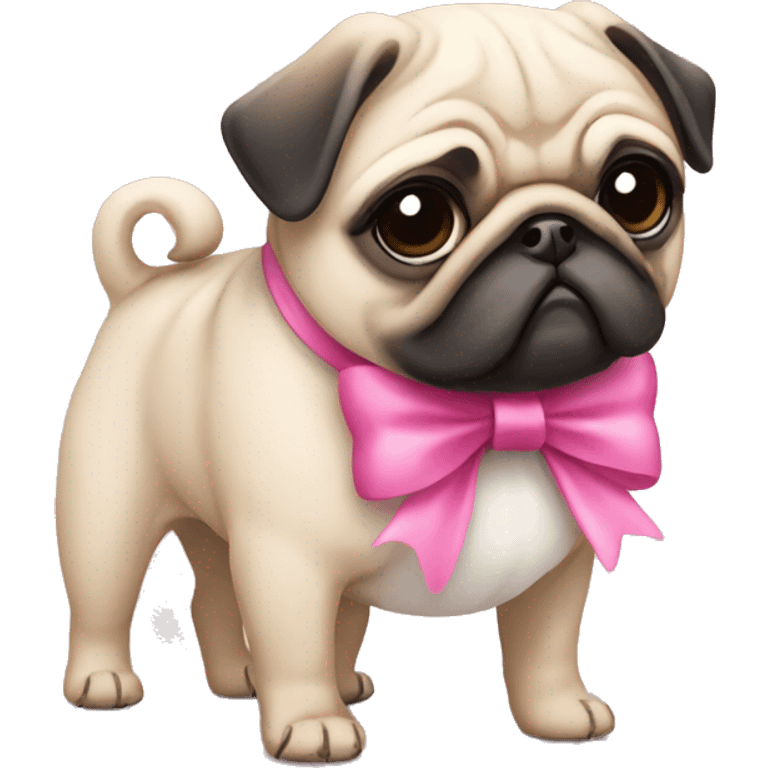 Pug with pink bow  emoji