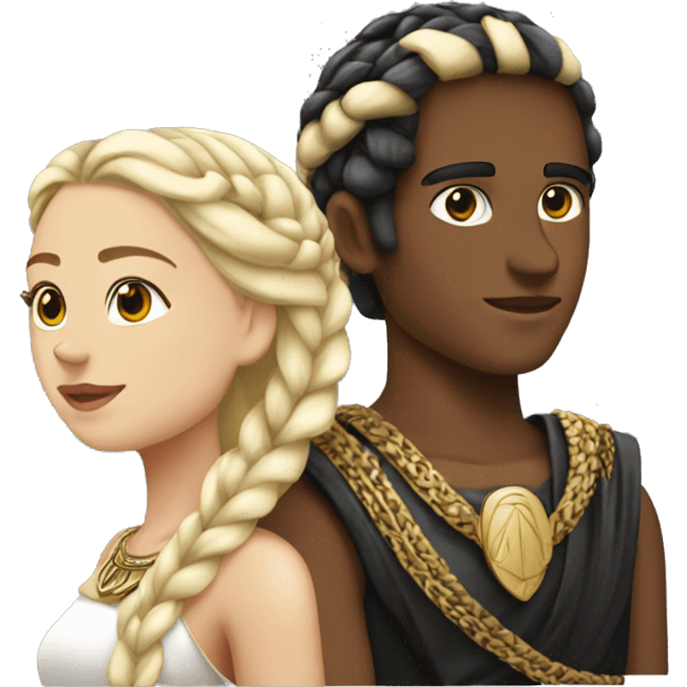 Young Swedish Julius cesar white and blond with black cleopatre with braids in love emoji