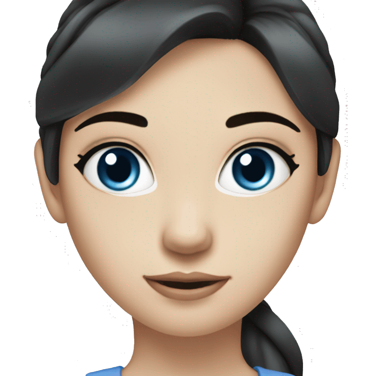 a girl with fair skin, straight black hair, gray-blue eyes, standing,very beautiful,very hot emoji