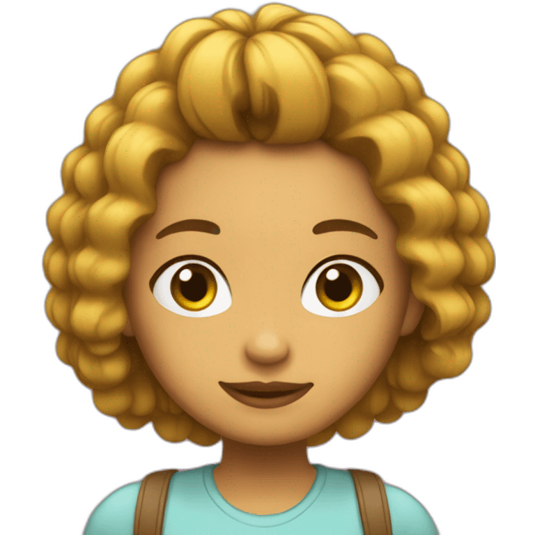 chica con pelo rizo emoji