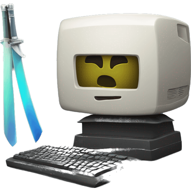 katana and old computer emoji