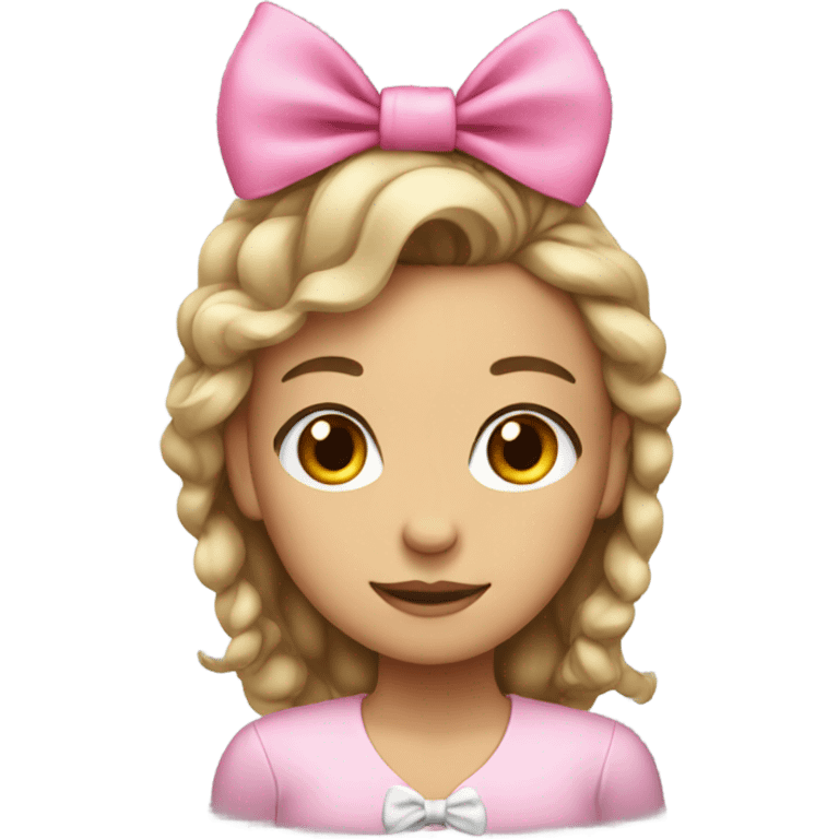 Girl with pink bow in hair emoji