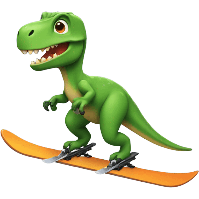 Dinosaur skiing emoji