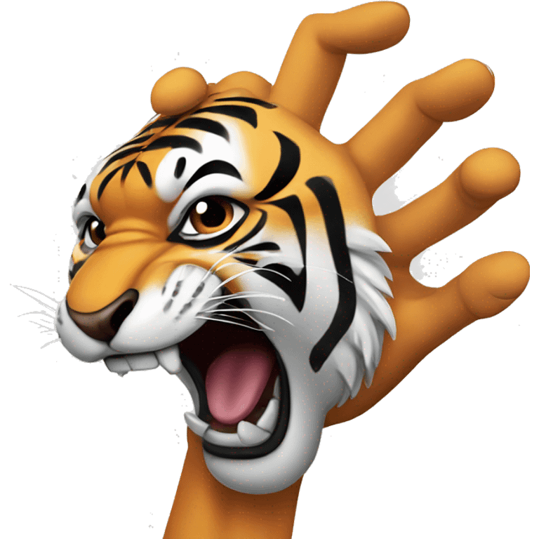 hand in a tiger mouth emoji