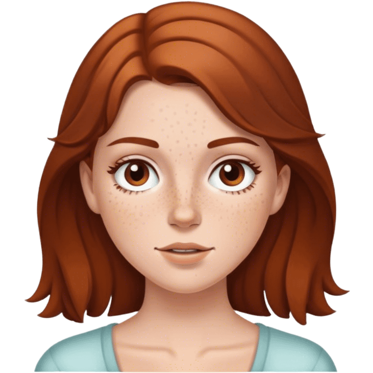 A white girl with brown hair and freckles  emoji