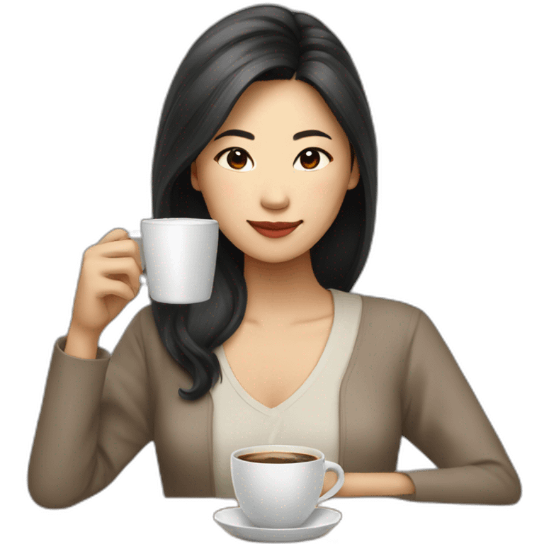 Asian lady drink coffee emoji