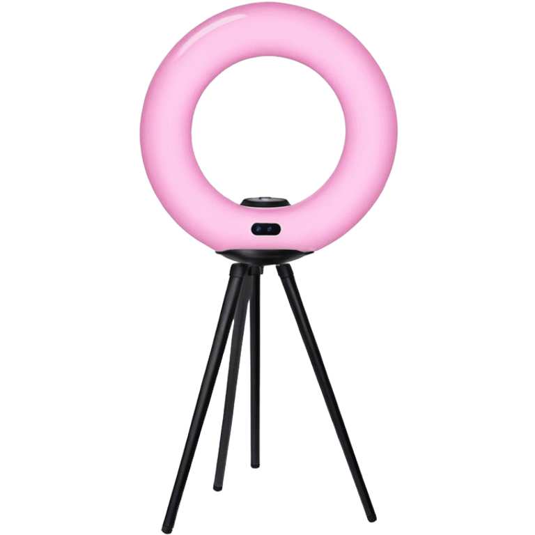 pink lit ring lamp on short tripod emoji