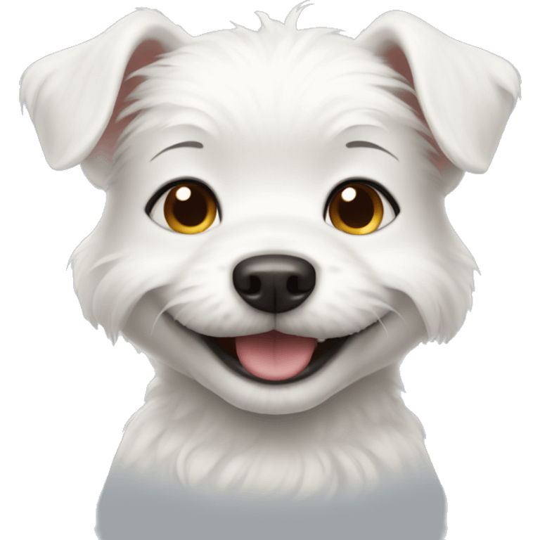 cute small white dog smiling emoji