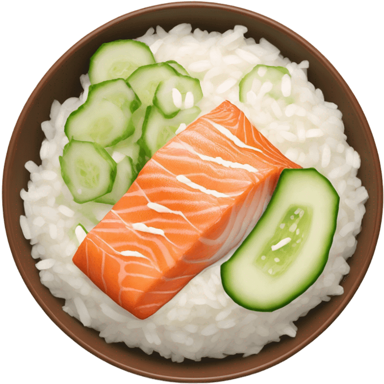 Salmon rice cucumber bowl, with mayo emoji