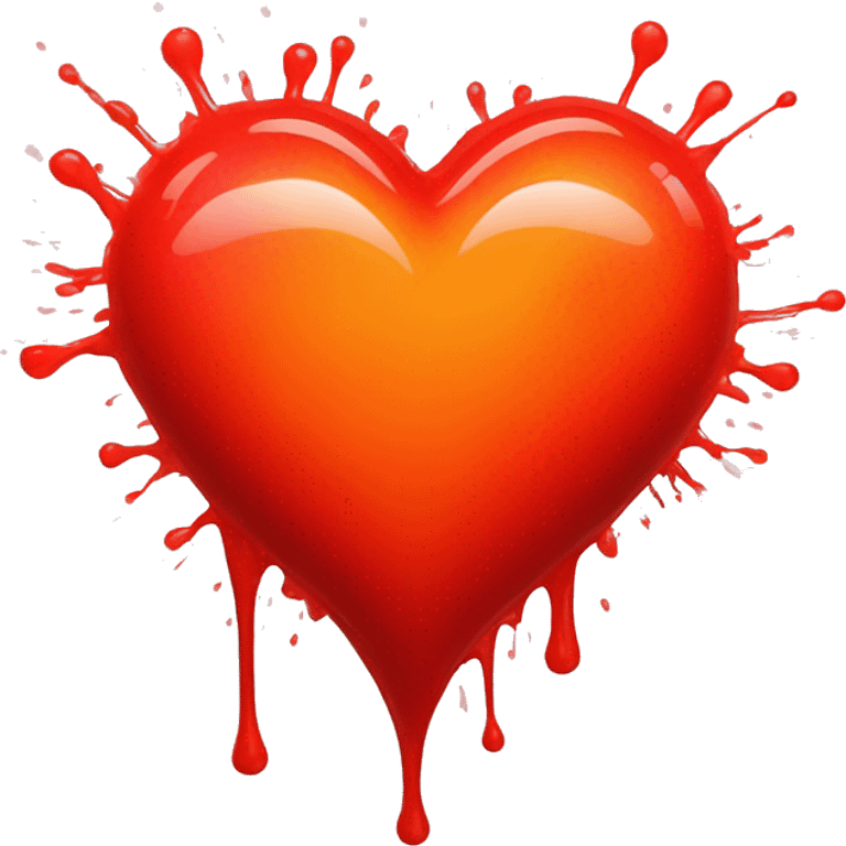 bleeding red heart glowing red-orange with splatter emoji