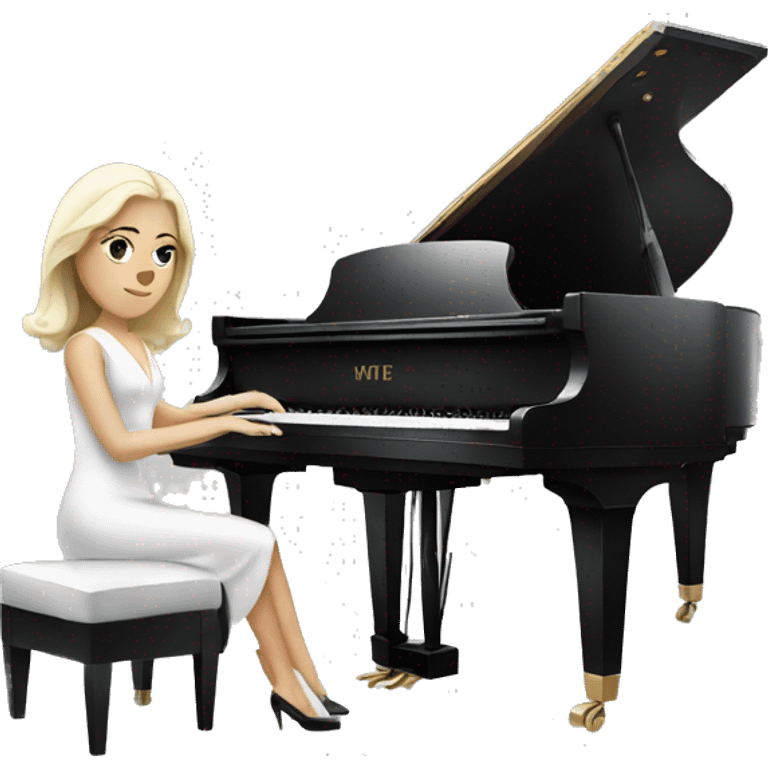 white lady in a classy dress playing the grand piano emoji