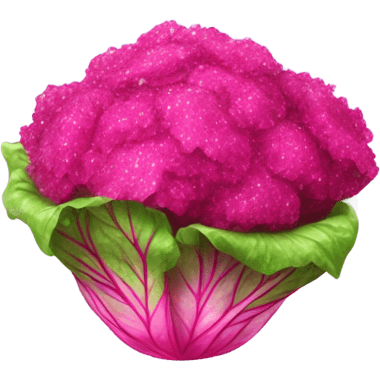 Hot pink lettuce with glitter  emoji