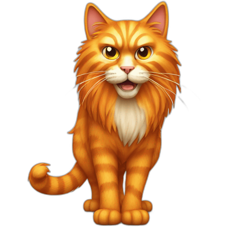 angry orange hairy cat full body with long tail emoji