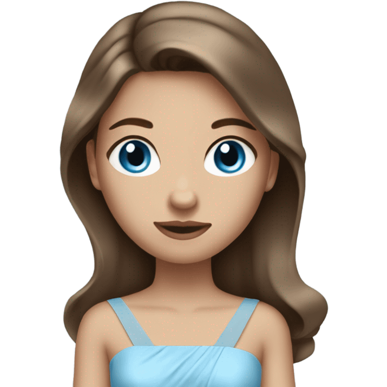 girl with blue eyes brown hair wearing light blue prom dress emoji