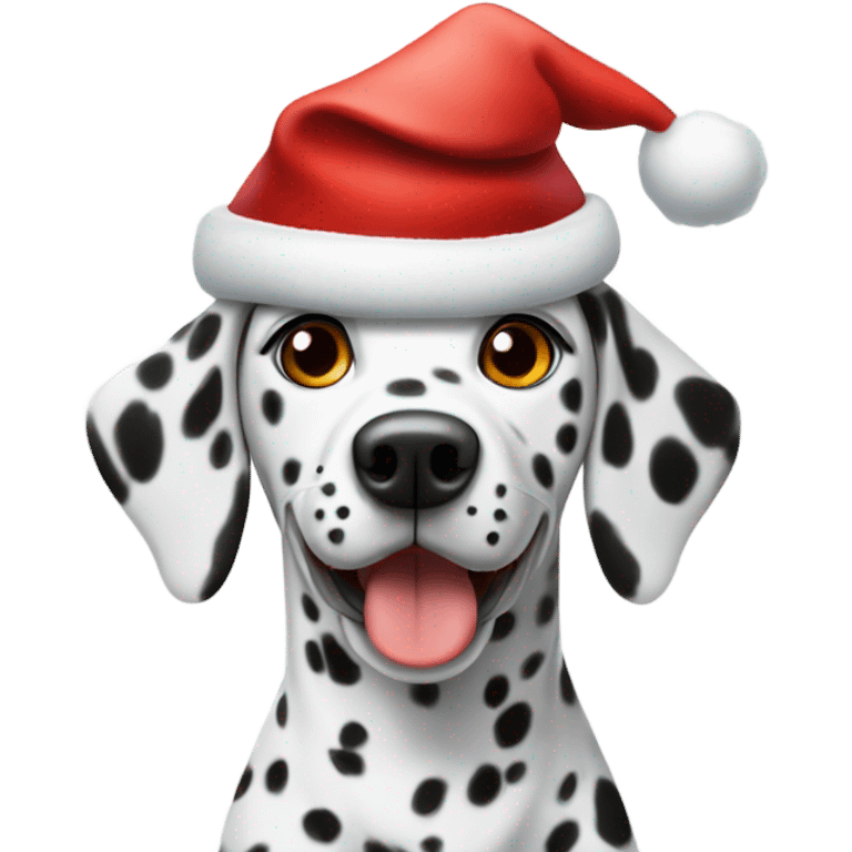 Dalmatian wearing a santa hat emoji