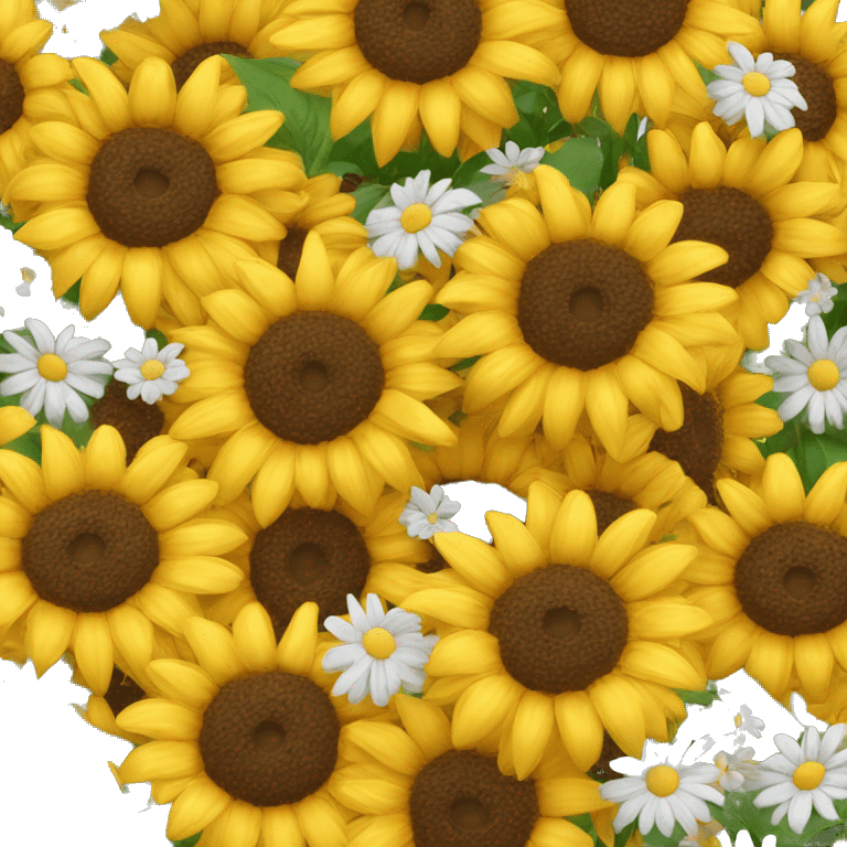 Heart with sunflowers and daisys  emoji