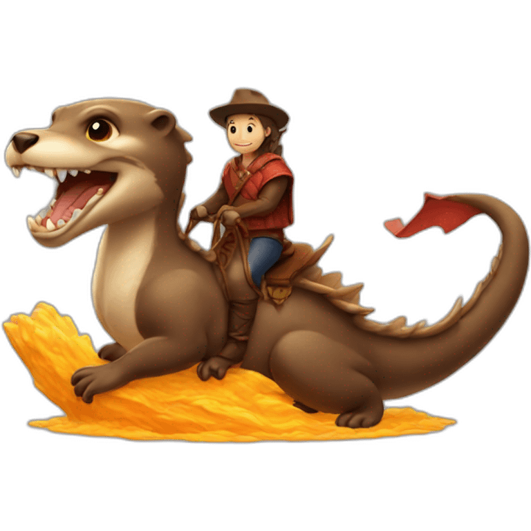 an otter riding a dragon emoji