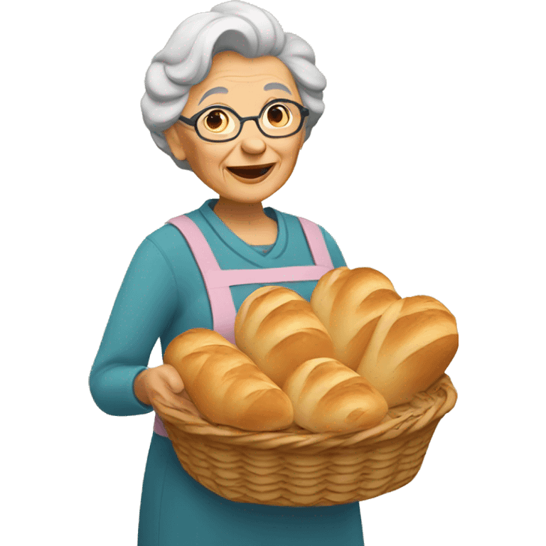 grandma with bread basket emoji