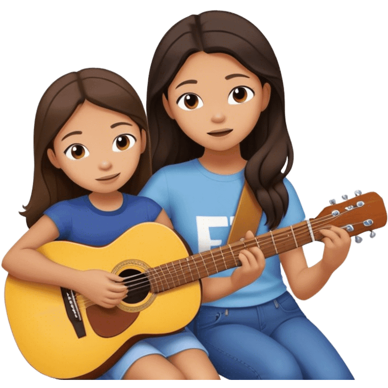 Olivia Rodrigo playing guitar and Fifi is listening to her emoji