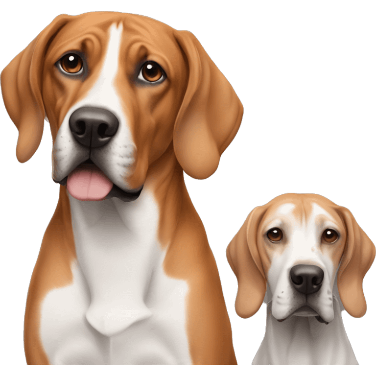 white mle with long rainbow colored hair next to a brown rhodesian ridgeback emoji