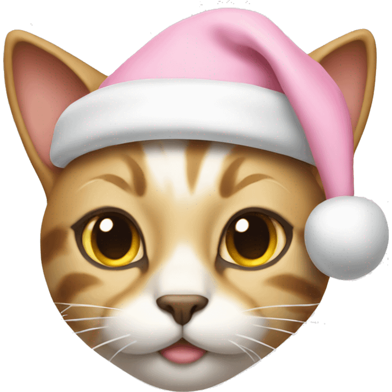 Cat with a light pink santa hat emoji